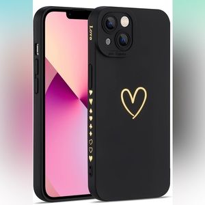 (NWT) iPhone 13 Case, Women/Men Luxury Heart Design Soft TPU Silicone Shockproof